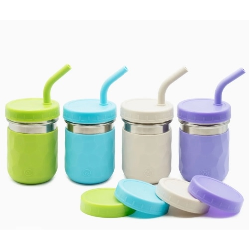 WeeSprout | 3-in-1 Stainless Steel Cups for Kids | Set of 4 | 8 oz or 12 oz