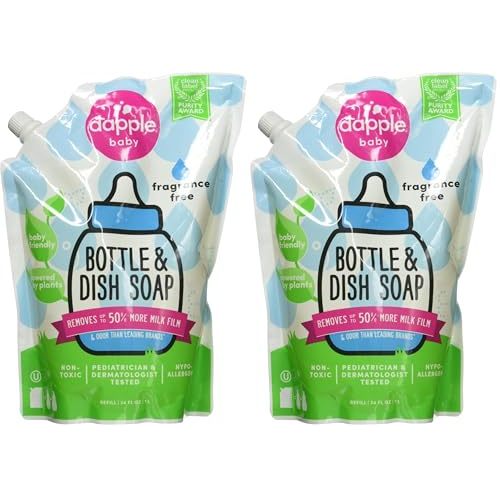 Dapple Refill Pack Baby Bottle and Dish Liquid, Fragrance Free, 33.8 Fluid Ounce (Pack of 2)