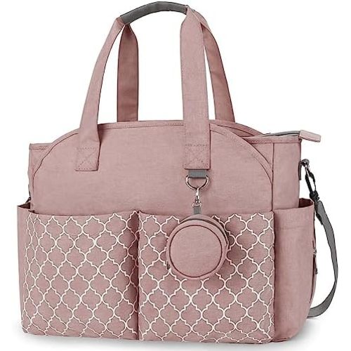 Diaper Bag Tote, Large Travel Baby Diaper Bag with Insulated Pockets, Waterproof Baby Nappy Changing Bag for Mom