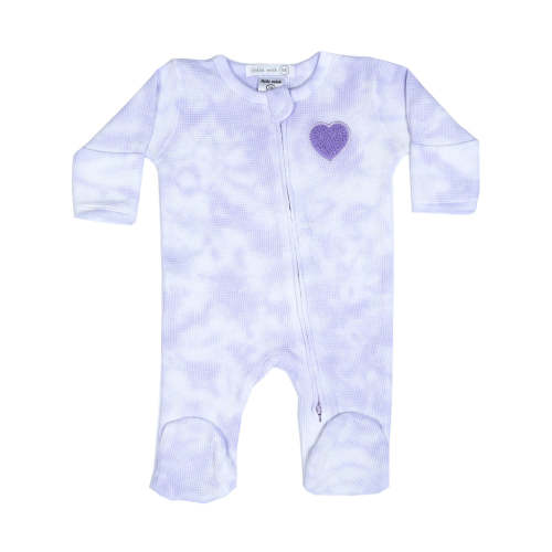 Baby Thermal Two-Way Zipper Footie - Heart Tie Dye