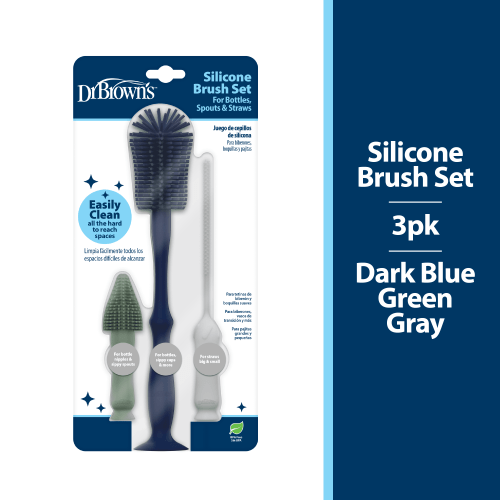 Dr. Brown's Silicone Cleaning Brush Set with Bottle, Spout, and Straw Brushes, BPA Free, 3 Pack