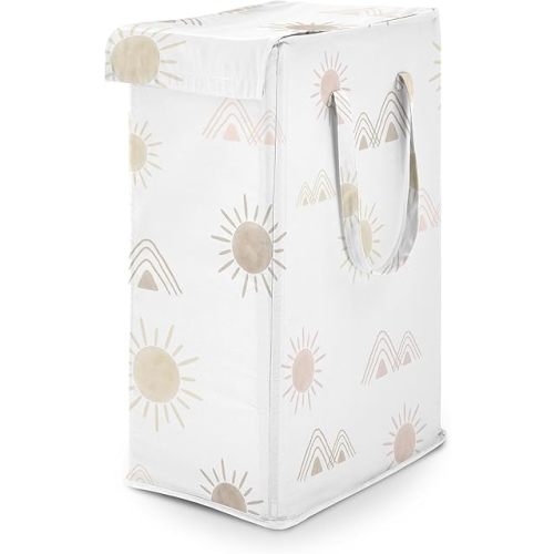 Sweet Jojo Designs Blush Pink Mauve Boho Desert Sun Girl Laundry Hamper Foldable Dirty Clothes Basket with Handles Baby Nursery Kids Bedroom Teen Bathroom Bohemian Watercolor Mountain Southwest Nature