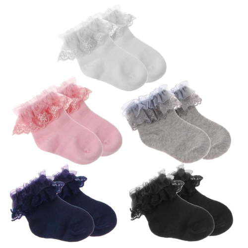 Newborn Baby Girl Solid Color Breathable Cotton Elastic Princess Lace Socks