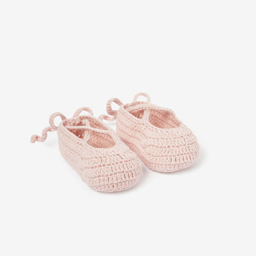 Elegant Baby Pink Ballerina Hand Crocheted Baby Booties - Pink Ballerina Hand Crocheted Baby Booties
