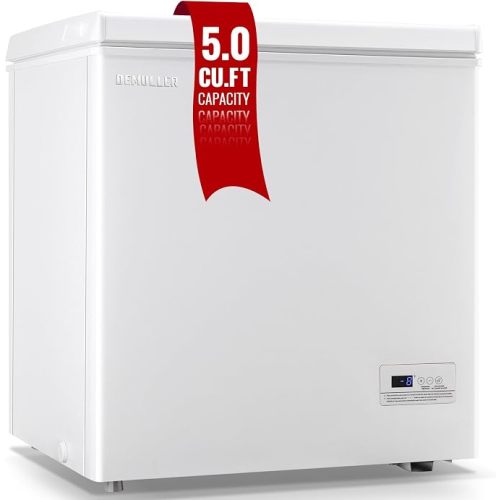 Chest Freezer Small Deep Freeezer with 2 Removable Baskets, Compact Freezer with Digital Control Panel accurate to 1 ℉, Mini Freezer for Homes Garages Basements White
