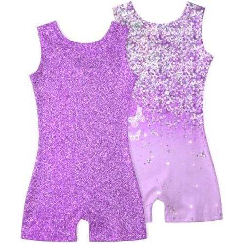 Idgreatim Girls 2Pack Sparkly Metallic Gold Gymnastics Leotards Outfit 3-8Y