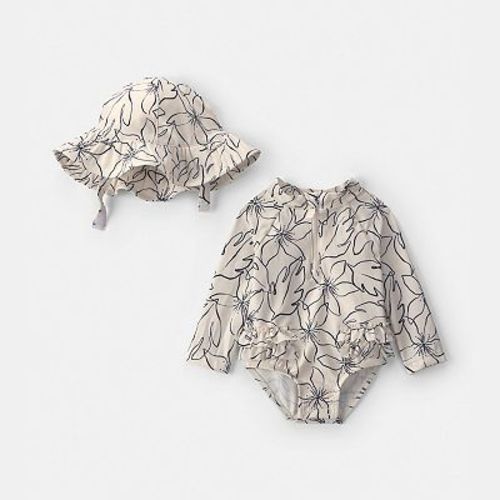 Baby Girl Carter's 2-Piece Floral Rashguard Swimsuit & Hat Set