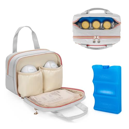 Damero Wearable Breast Pump Bag with Cooler and Ice Pack Compatible with Elvie Breast Pump and Medela Pump in Style, Insulated Pump Carrying Bag for Bottles, Pump Parts and More, Patent Design
