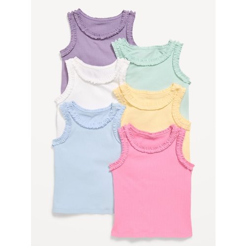 Fitted Ruffled Halter Tank Tops 6-Pack for Toddler Girls