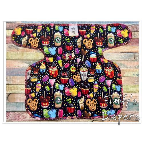 Preflat XS Newborn Rainbow Snacks Stretchy Preflat Cloth Diaper Ready To Ship