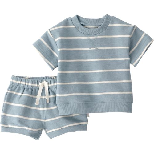 Little Planet by Carter's Boy 2-piece Shorts Set made with Organic Cotton, Blue and White Stripes, 6M