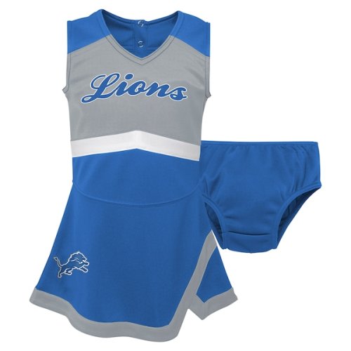 Girls Infant Detroit Lions Blue Cheer Captain Jumper Dress