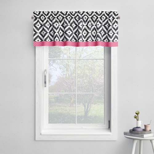 Bacati - Aztec Love Black Fuchsia Window Valance
