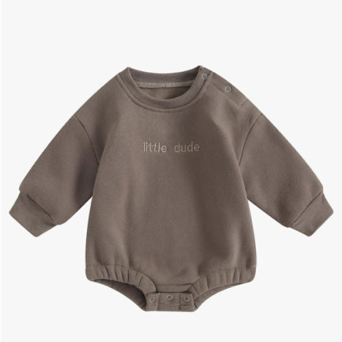VISGOGO Newborn Infant Baby Boy Girls Oversized Romper Little Dude Sweater Onesie Coming Home Outfit Neutral Clothes