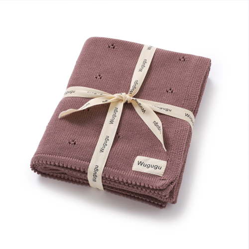 YIXPOH Baby Blanket 100% Organic Cotton Knit Swaddle Blanket Soft Warm Receiving Blanket for Newborns Dark Brown