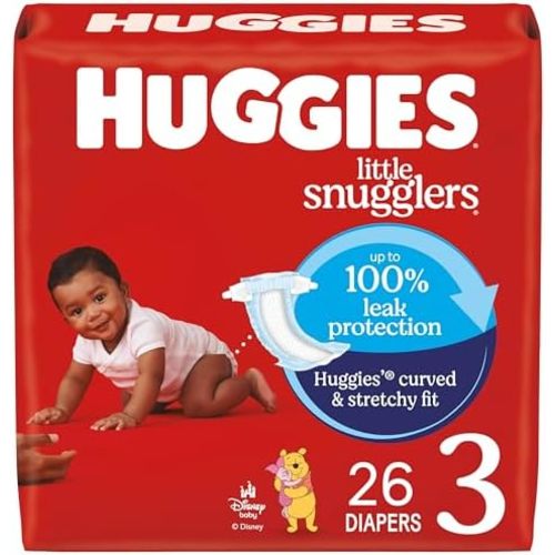 Huggies Size 3 Diapers, Little Snugglers Baby Diapers, Size 3 (16-28 lbs), 26 Count, Packaging May Vary