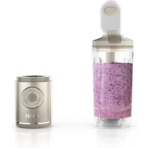 Ninja Blast Max, Portable Blender + Twist & Go, Personal Ninja Blender, Smoothie, Blend, Ice Crush, 3 Programs, Cordless, 22 oz removable Vessel, Dishwasher Safe, Leakproof, Cream, BC251IV