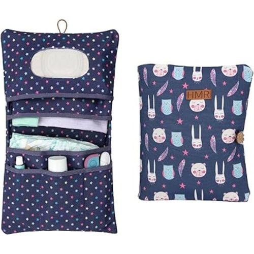 HAMUR Baby Diaper Bag Organizer – Travel-Friendly, Compact & Foldable | Stroller Pouch for Newborn Essentials – Must-Have for Boys & Girls (Purple)