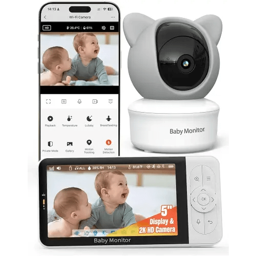 iFamily WiFi Baby Monitor with App – Smartphone Baby Monitor with 5" HD Monitor & 2K Camera, Night Vision, 2-Way Talk, Motion Tracking&Alerts, Temp Sensor, Lullabies,Secure WiFi Lock