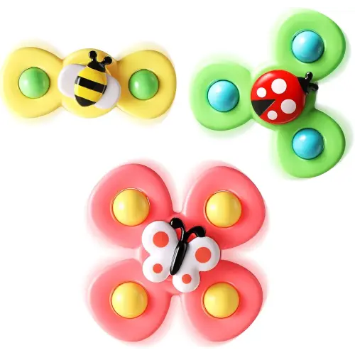 ALASOU 3PCS Suction Cup Spinner Toys for 1 Year Old Boy Girl|Spinning Top Baby Toys 6 12 18 Months|1 2 Year Old Boy Birthday Gift|Baby Bath Toys for Kids Ages 1-3|Sensory Toys for Toddlers 1-3