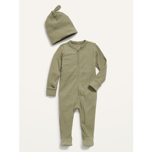 Footed Sleep & Play Rib-Knit One-Piece & Beanie Layette Set for Baby