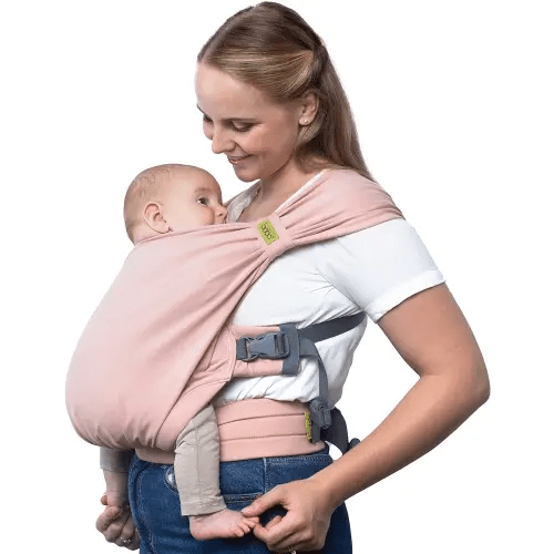 Boba Bliss Pre-Wrapped Baby Carrier with Buckle - Newborn to 7-35 lbs Light, Breathable & Easy to Adjust Hybrid Infant Sling & Toddler Carrier - Certified Hip-Healthy for 0-18 Months - Bloom
