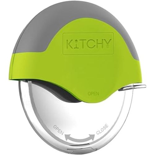 Kitchy Pizza Cutter Wheel, Heavy Duty Ergonomic Pizza Slicer with Easy Grip Non-Slip Handle and Blade Cover, Dishwasher Safe (Green)