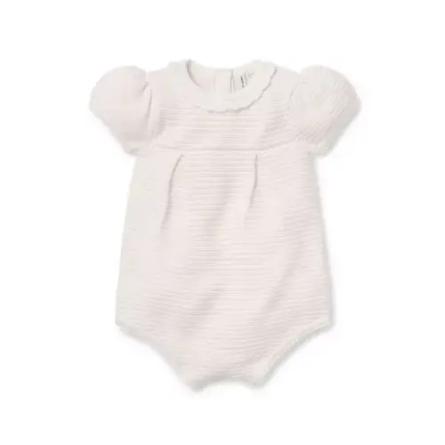 Baby Pink Blossom Stripe Baby Textured Striped Romper by Janie and Jack