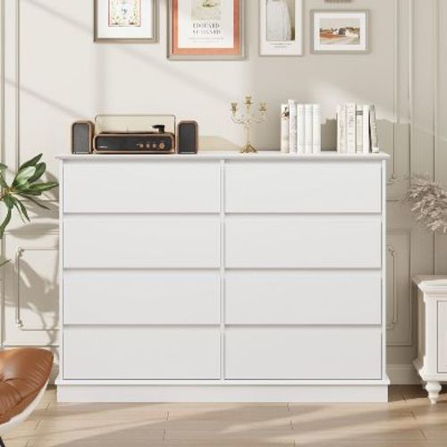Acekool 8 Drawer Dresser for Bedroom, Wide Double Chest, Large Horizontal Dresser with Deep Drawers, Modern Storage for Living Room Hallway Kids Room