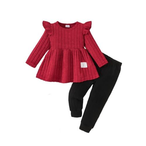 Baby Girls Clothes Toddler Girl Outfits Fall Infant WInter Ribbed Pants Set for 6 9 12 18 24 Months 2t 3t Girls