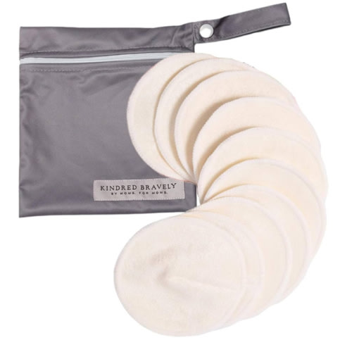 Kindred Bravely Organic Reusable Nursing Pads, Washable, for Breastfeeding & Leaking with Carry Bag, 10 Pack 4.5" D (Twilight Regular)