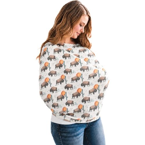 Copper Pearl Nursing Cover for Breastfeeding – Multi-Use Baby Car Seat Canopy, Stroller Shade & Breast Feeding Wrap for Women, Stretchy Breathable Carseat Shawl for Boy or Girl, Bison