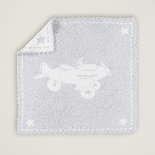 CozyChic® Scalloped Receiving Blanket - Blue / White / Airplane