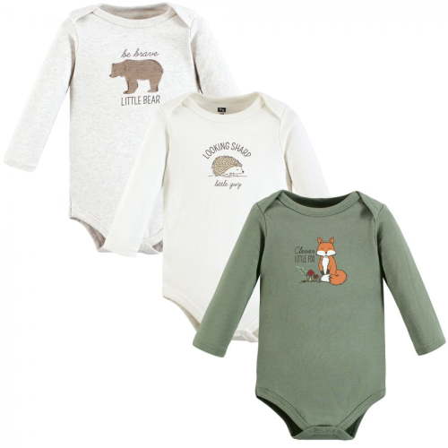 Hudson Baby Infant Boy Cotton Long-Sleeve Bodysuits, Forest Fox, 6-9 Months