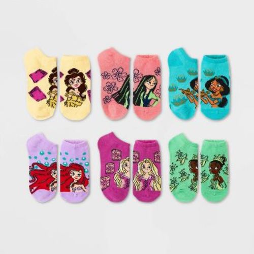 Girls' Disney Princess 6pk Socks - XS/S