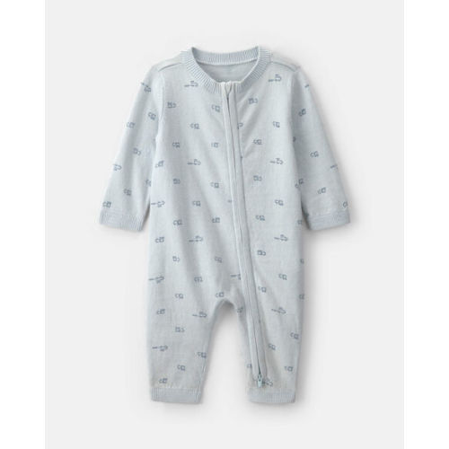 Baby Boy Train 2-Way Zip Long-Sleeve Jumpsuit - Blue | Carter's