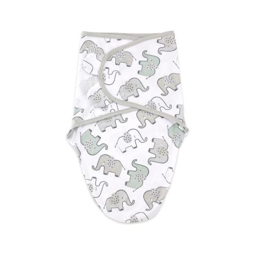 Little Haven Swaddle Elephant Baby Wrap Blanket Cotton 0-3 Months Stretchy - Multi