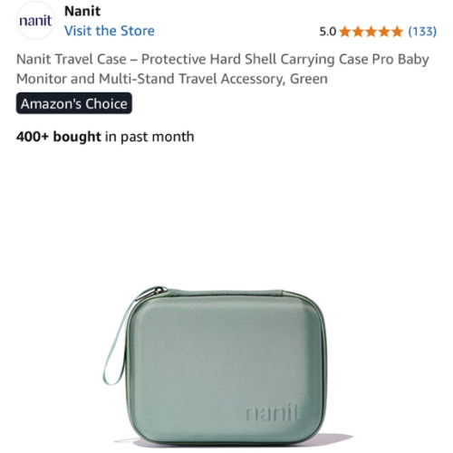 Nanit Travel Case – Protective Hard Shell Carrying Case Pro Baby Monitor and Multi-Stand Travel Accessory, Green