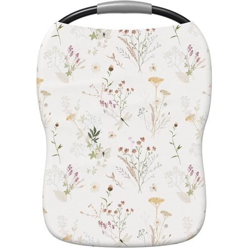 Pobi Baby Premium Multi-Use Cover - Nursing Cover, Baby Car Seat Covers, Shopping Cart, High Chair, and Breastfeeding Cover - Ultra-Soft, Stretchy, Floral Scarf for Baby and Mom (Wildflower)