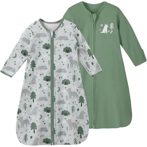 Yoofoss Baby Sleep Sack 6-12 Months Long Sleeve Wearable Blanket Baby 100% Cotton 2-Way Zipper 0.5 Tog Infants Sleeping Sack, Lightweight(Medium)