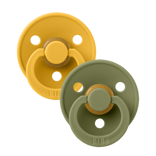 Colour Pacifiers 2 Pack - Honey Bee/Olive