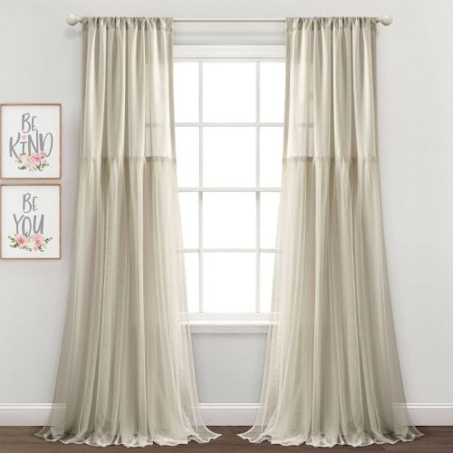Set of 2 (84"x40") Tulle Skirt Solid Window Curtain Panels - Lush Décor