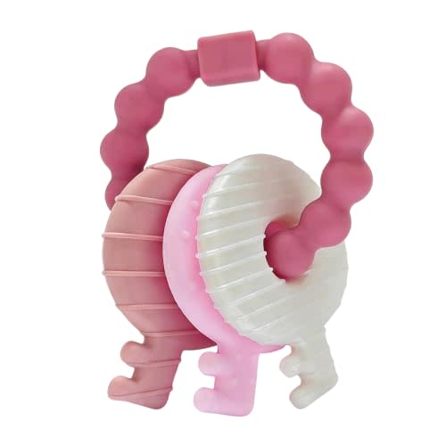 YAPROMO Baby Teething Keys - Soft Silicone Keys Teether, Cute Chew Toys for 3-18 Months Infants & Toddlers, Perfect for Baby Girls, BPA Free