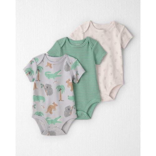 Baby 3-Pack Organic Cotton Bodysuits in Aussie Friends Print - Little Planet | Carter's