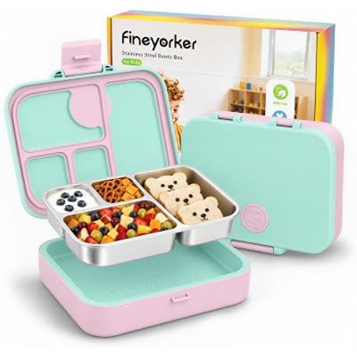 Kids Stainless Steel Bento Lunch Box, 4 Compartments