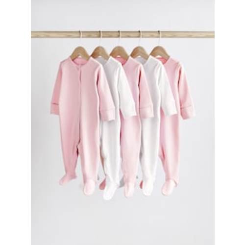 Buy Neutral 5 Pack Two Way Zip Baby Sleepsuits (0mths-3yrs) from Next USA