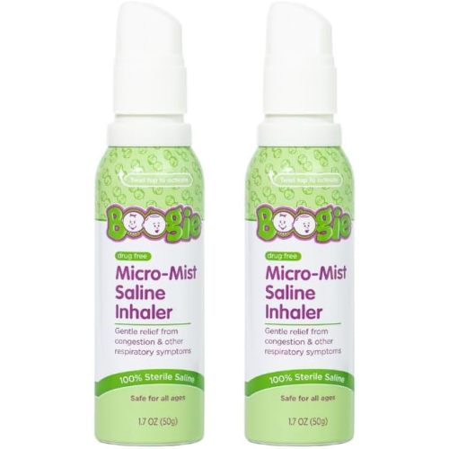 Boogie Micro-Mist Saline Inhaler Refill, 1.7oz Unscented - Pack of 2,1.70 Ounce (Pack of 2)