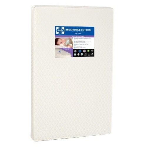 Sealy Mini Cotton Crib Mattress - 38"x24": Hypoallergenic, Ultra Firm, Waterproof Cover, Polyester Foam