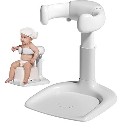 Baby Bath Stand, Foldable Standing Bathtub for Baby, Shower Stand and Bath Support for Infants and Toddlers (6–36 Months), Non-Slip Adjustable Baby Standing Support, Grey