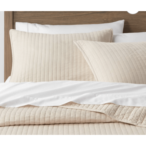 Standard Washed Cotton Sateen Quilt Sham Khaki - Threshold™: OEKO-TEX Certified, 250 Thread Count, Machine Washable